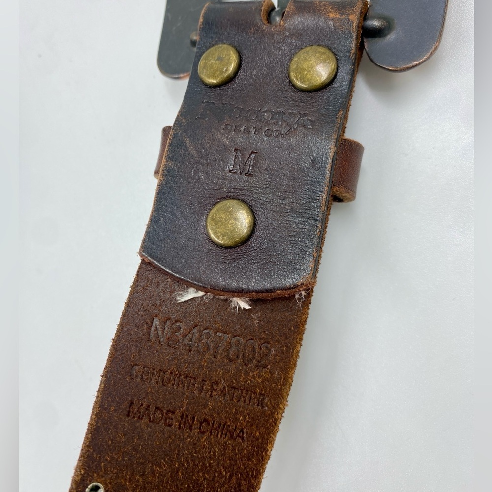 Nocona Leather Rhinestone Bead Belt Brown M EUC - Picture 5 of 5